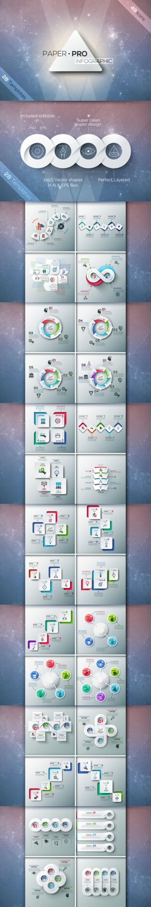 Paper Pro infographic vectors Preview
