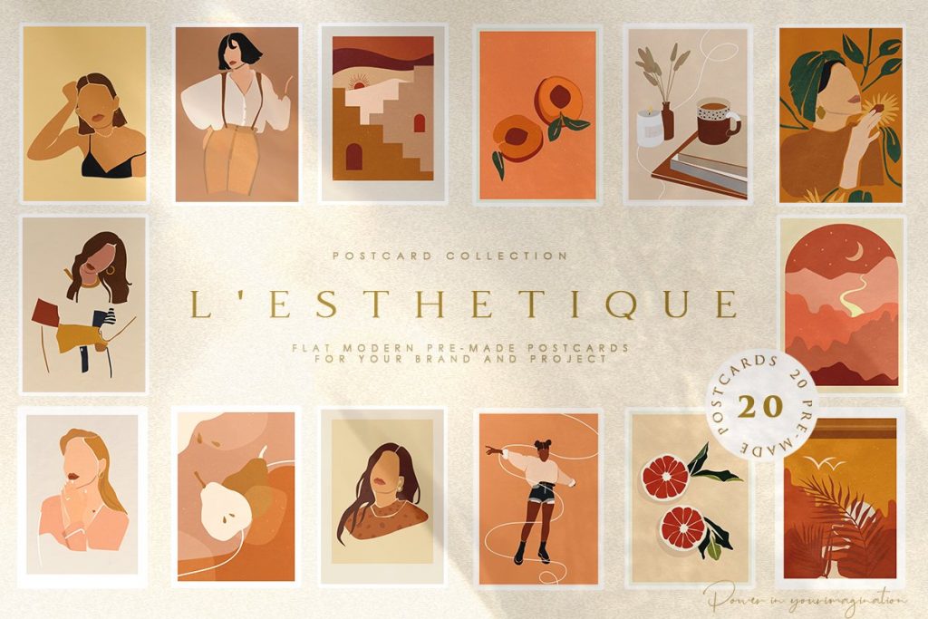 modern graphics  - l'esthetique flat modern pre made postcards