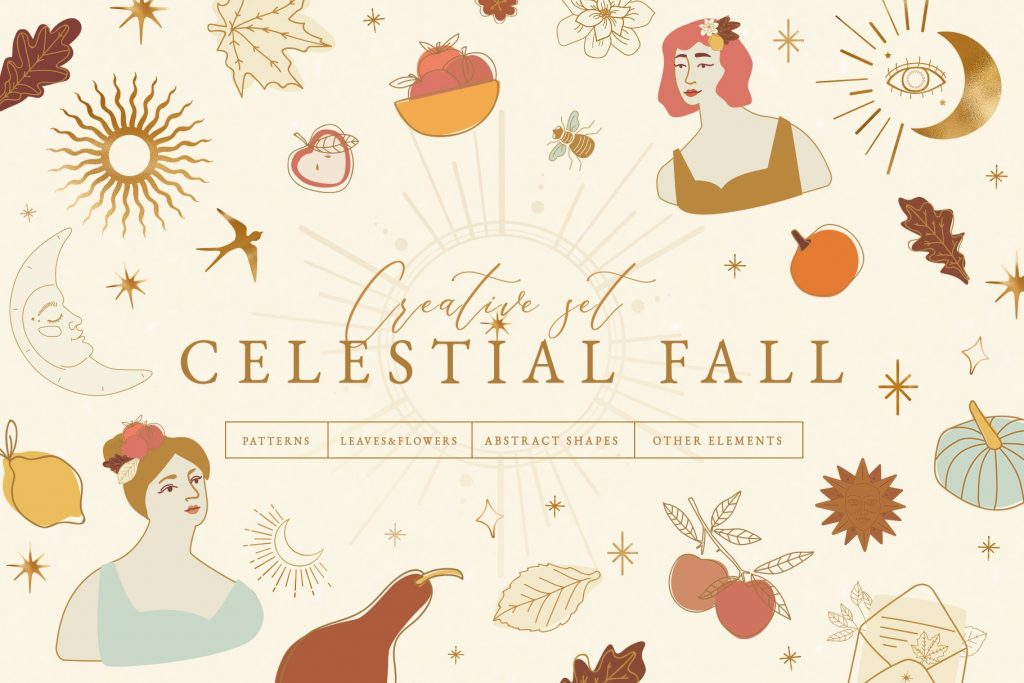 modern graphics - celestial  fall creative set