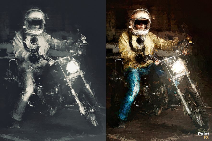 A preview of the an abstract photoshop paint effect used on a bullet rider's image
painterly look in photoshop
painterly style photoshop
photo oil painting effect photoshop
photo painting effect in photoshop
photo to painting effect photoshop