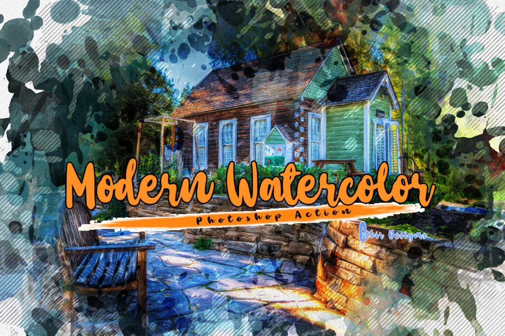 Modern Watercolor Photoshop Action Modern Watercolor Photoshop Action
