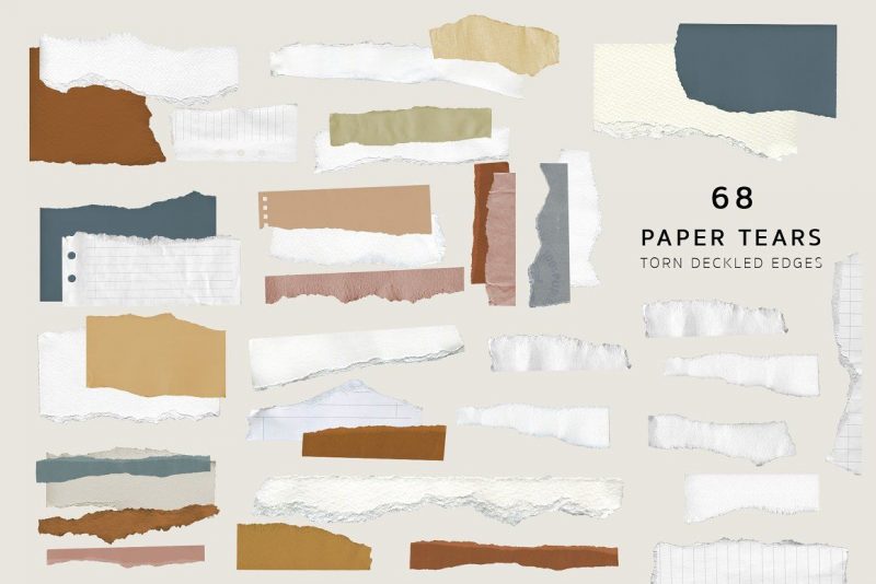 Paper tears included in the graphic paper textures