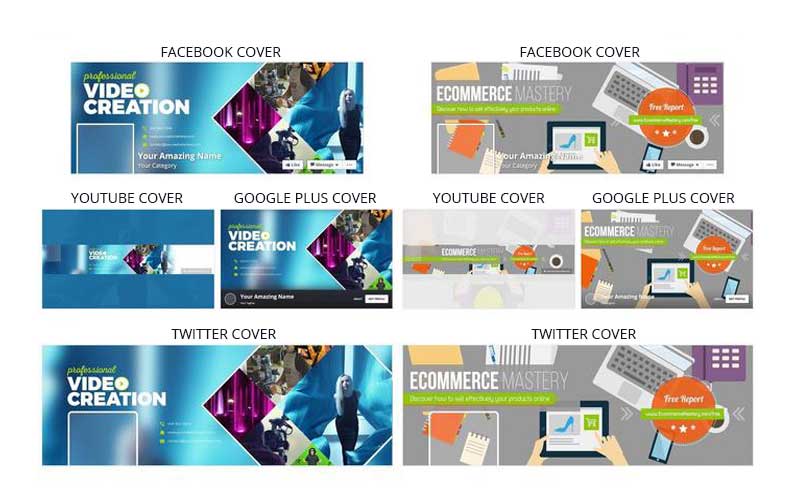 Social Branding Kit - social media cover images - templates - preview