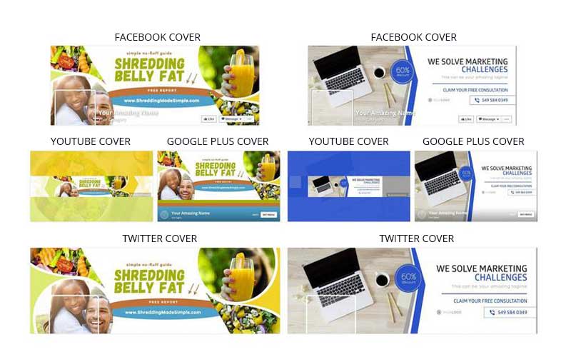 Social media cover images - templates - preview