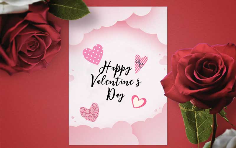 A preview of a valentine's day card mockup after designing it with the Valentine heart SVG included in the collection