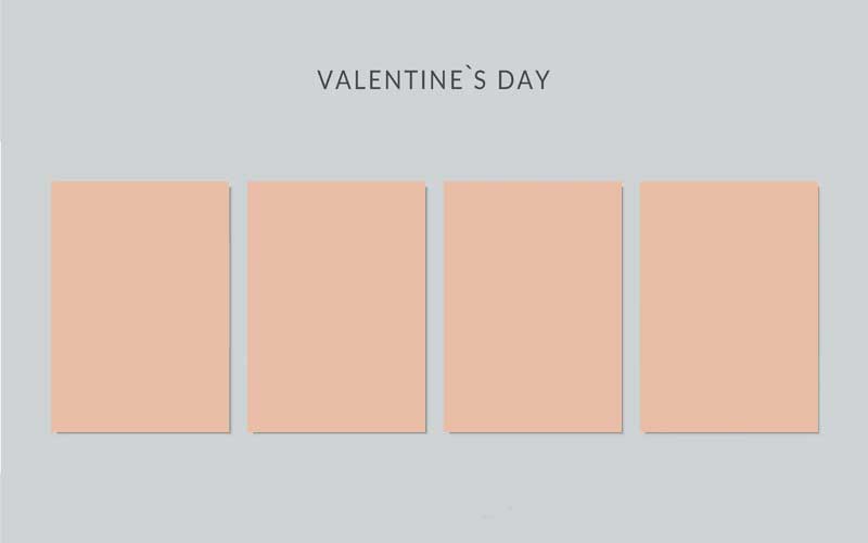 A preview of some valentine's day cards mockup before designing them using the free heart SVGs