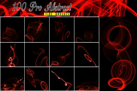 A preview image of Abstract Fire photoshop brushes included in the mega bundle