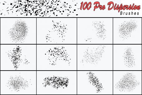 A preview image of Dispersion photoshop brushes included in the mega bundle