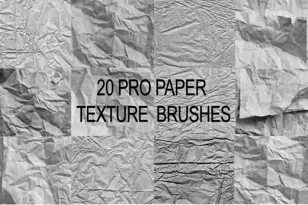 A preview image of 20 pro paper texture photoshop brushes included in the mega bundle