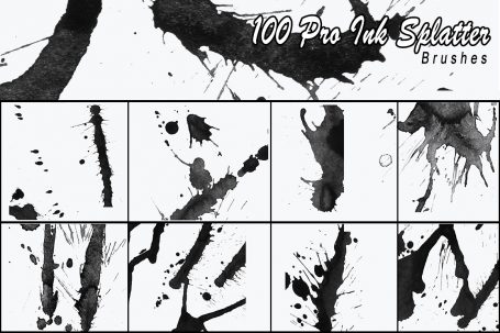 A preview image of Splatter photoshop brushes included in the mega bundle