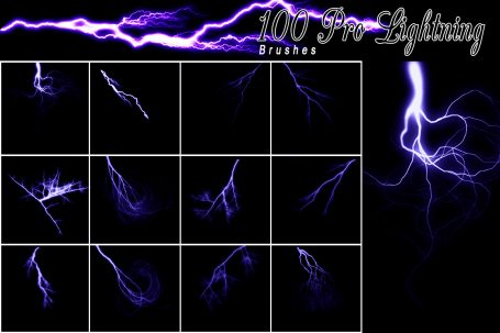 A preview image of Lightning photoshop brushes included in the mega bundle