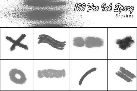 A preview image of Spary photoshop brushes included in the mega bundle