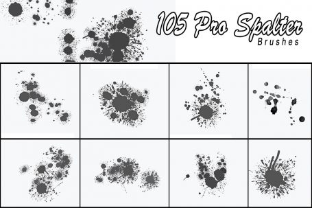 A preview image of Splatter photoshop brushes included in the mega bundle