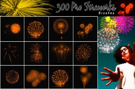 A preview image of Fireworks photoshop brushes included in the mega bundle