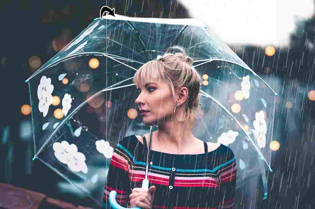 rain photoshop brushes applied to an image