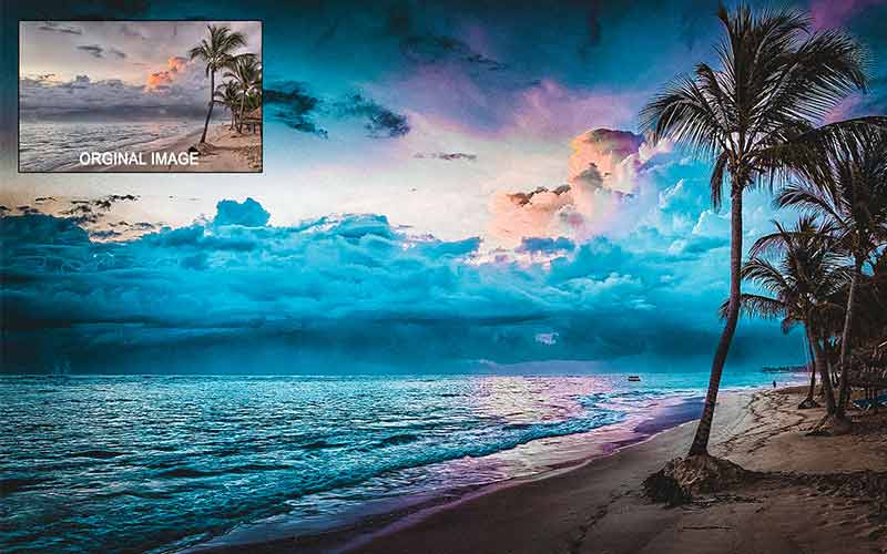 before and after applying exclusive Photoshop actions