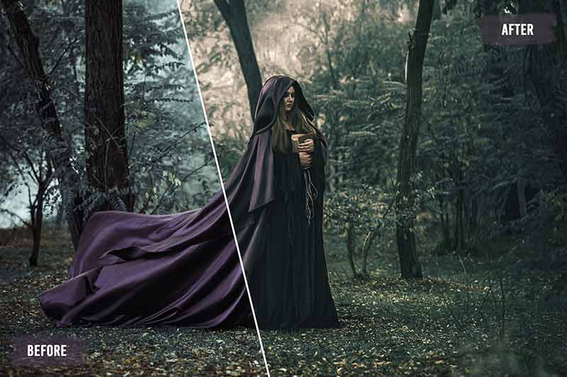 Before and after Preview of Fairy Tale Professional LUTS