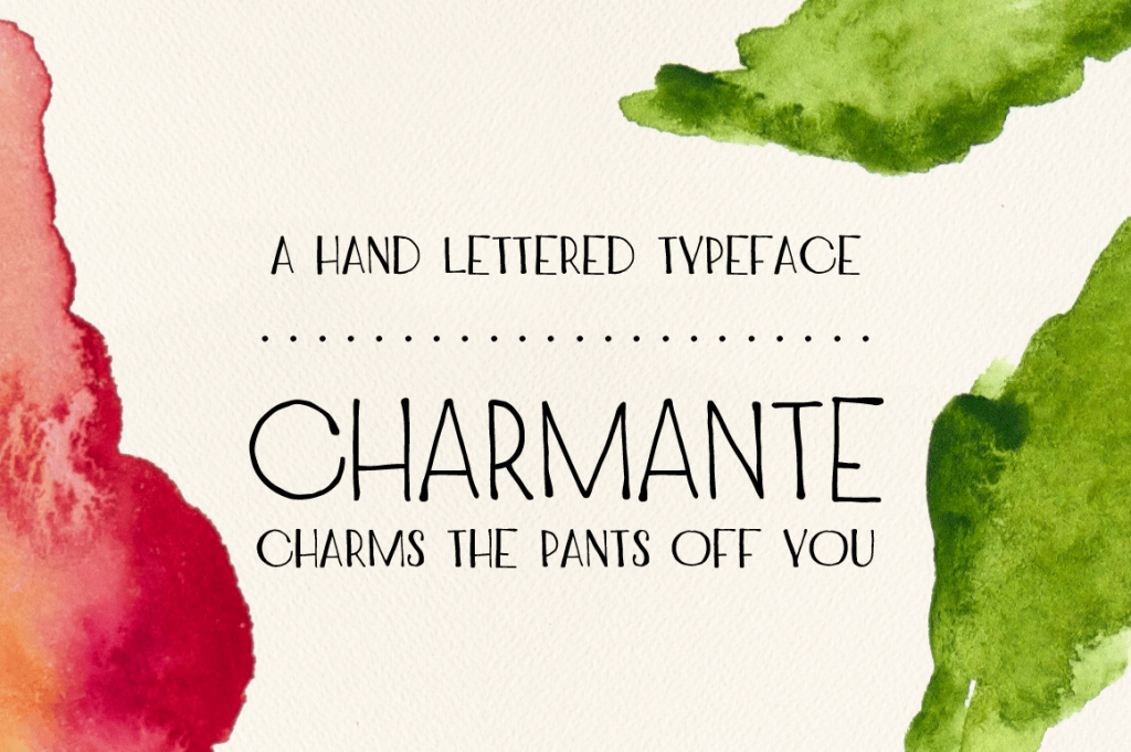 A preview of text written using the Charmante font family included in the fun fonts bundle