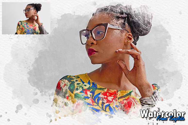 watercolor photo effect template