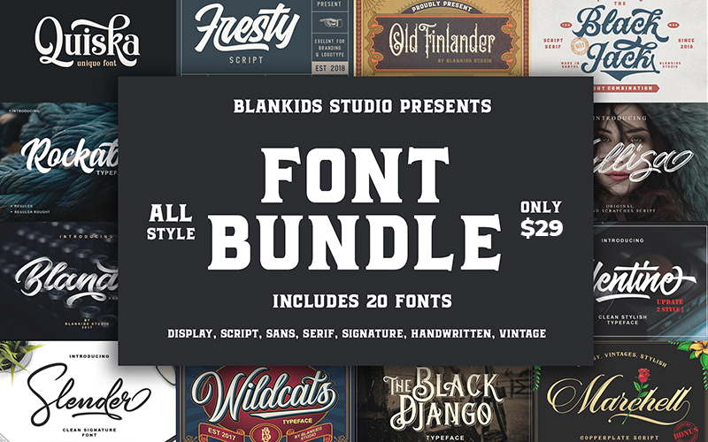 All Style Fonts Bundle By Blankids Studios
