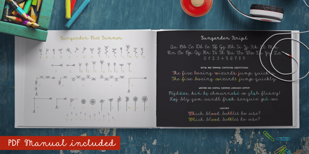 An image of the Sungarden font family included in the fun fonts bundle used in a magazine 