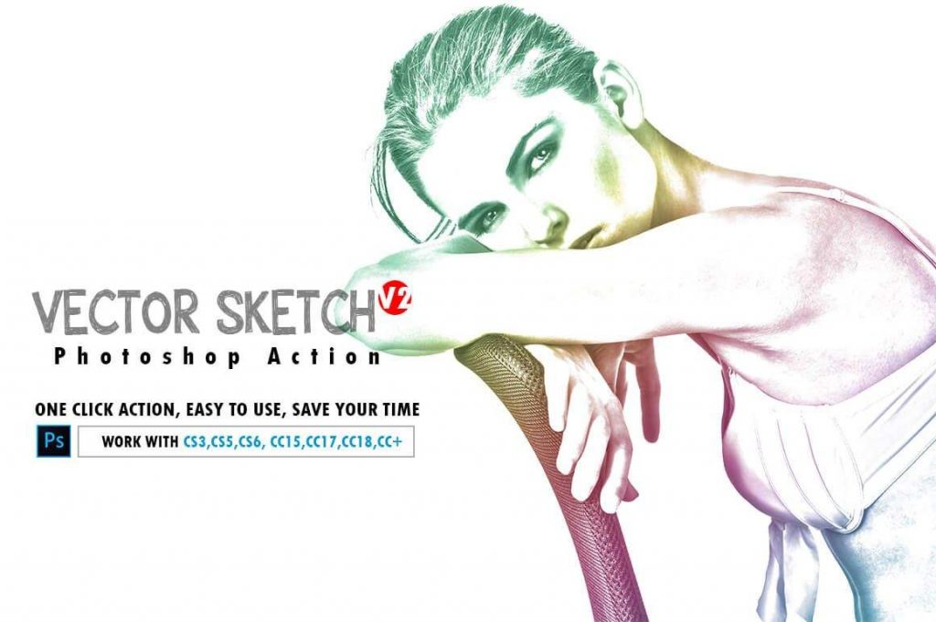 vector sketch photoshop action  preview