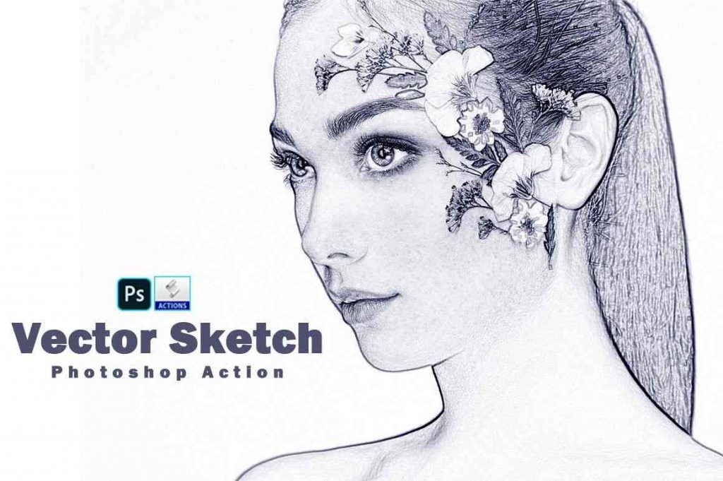 vector sketch photoshop action  preview
