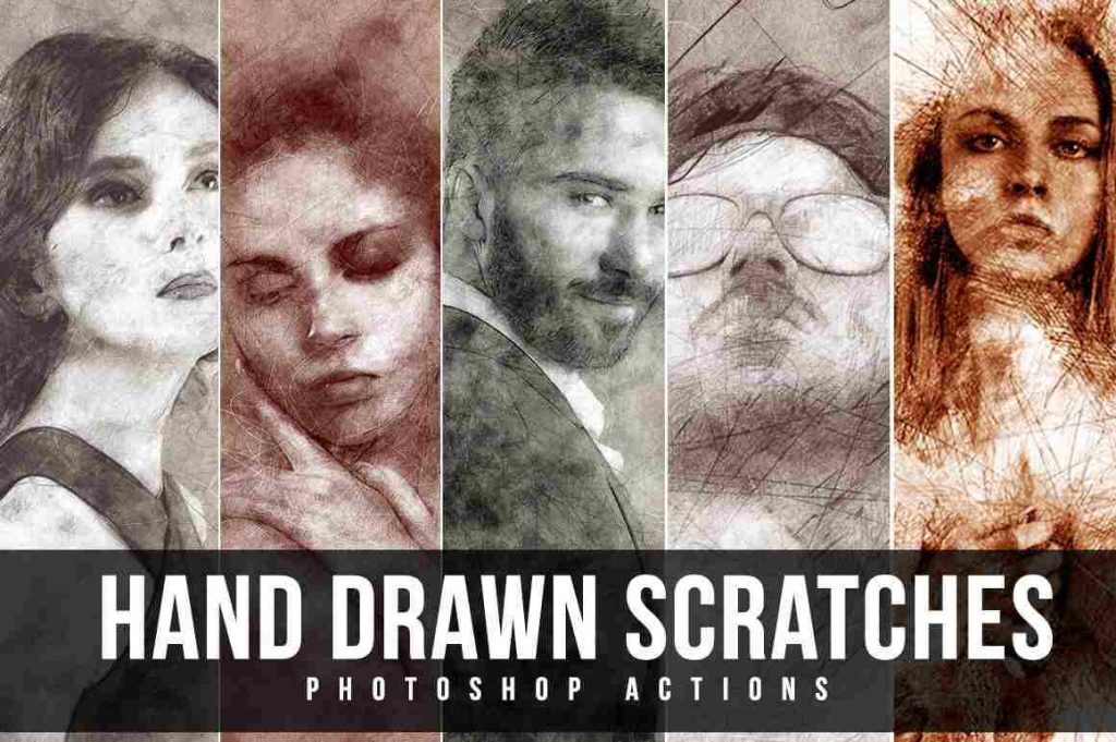 hand drawn scratches photoshop action