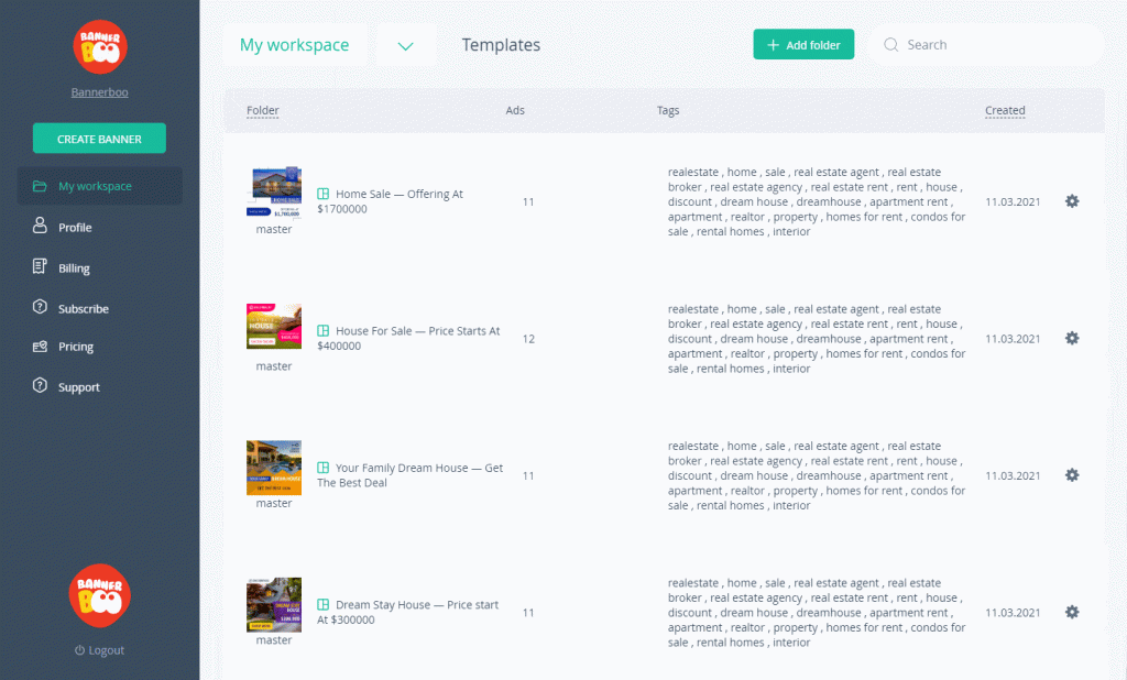 online animated banner maker - Create folders & individual brand workspaces to optimize ads