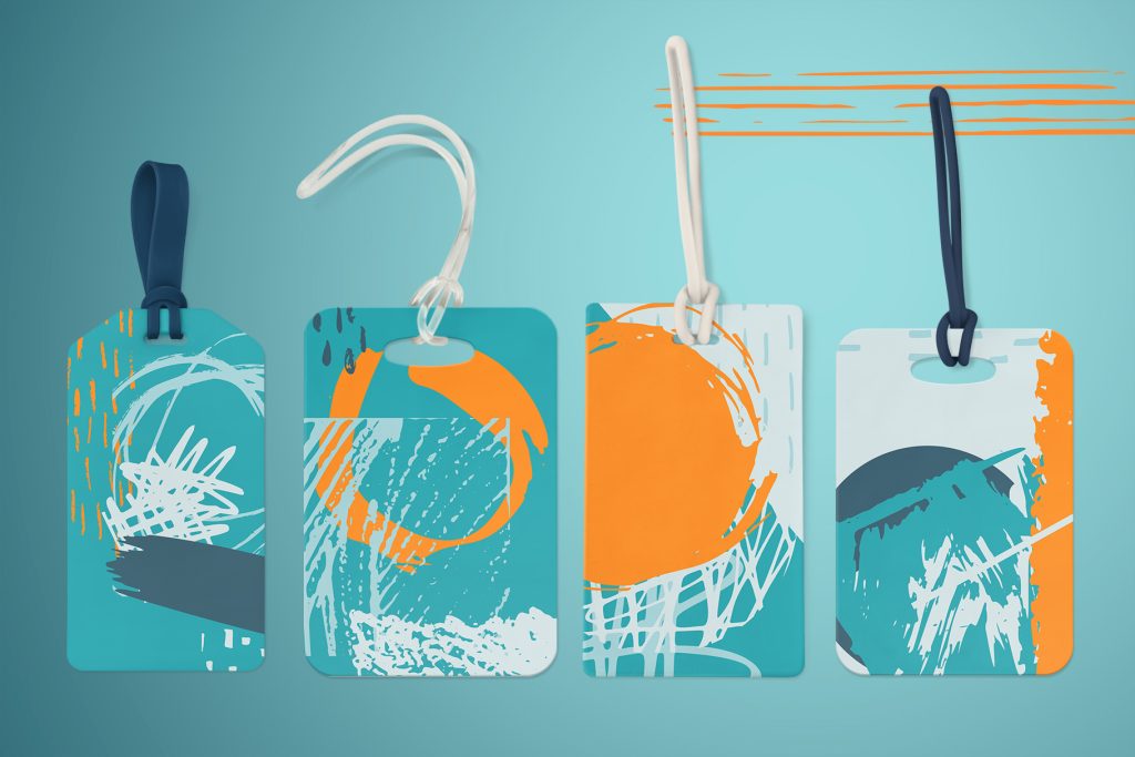 tags designs vectors collage - blue and orange