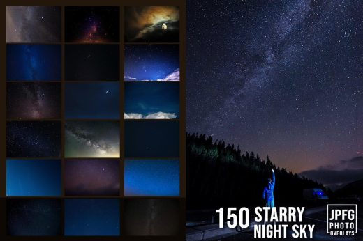A collage of starry night sky overlays