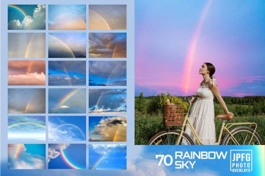 A collage of rainbow sky overlays