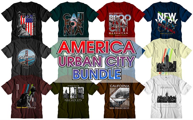 American Urban City T-shirt Design Bundle