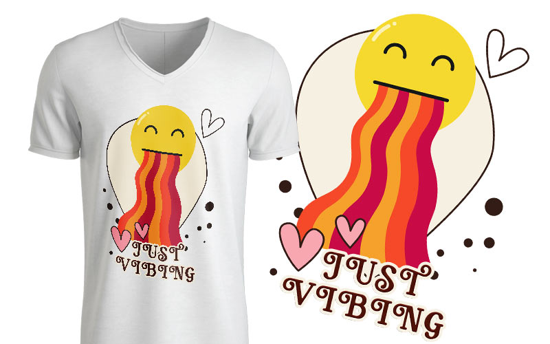 Just Vibing Smiley Cute T-Shirt Design