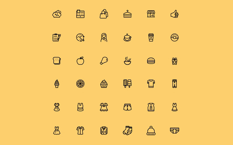 Apparel & Food Icons: