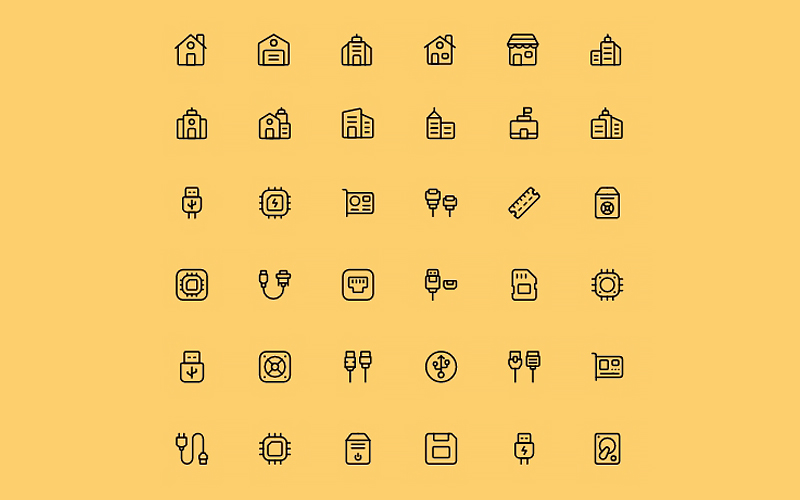 Real Estate & Computer Part Icons:
