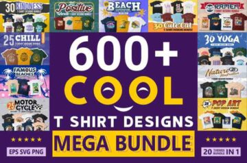 600+ Cool T-shirt Designs Bundle