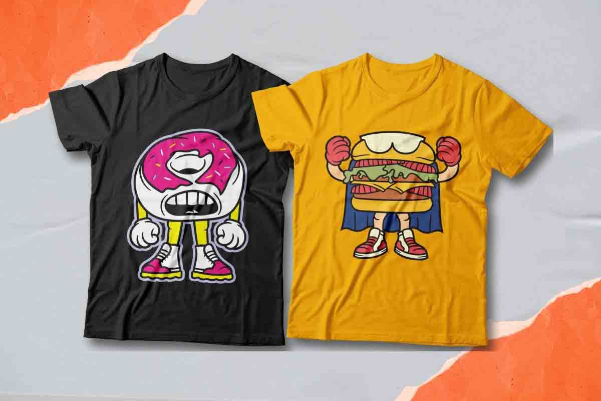 burger t shirt design, donut t shirt design