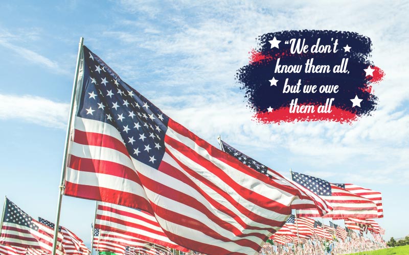 Memorial Day Quote On An Image With American Flags