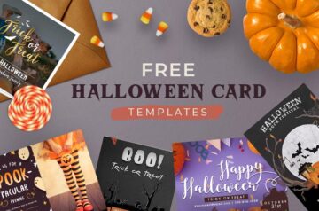 A collage of Halloween Cards Template