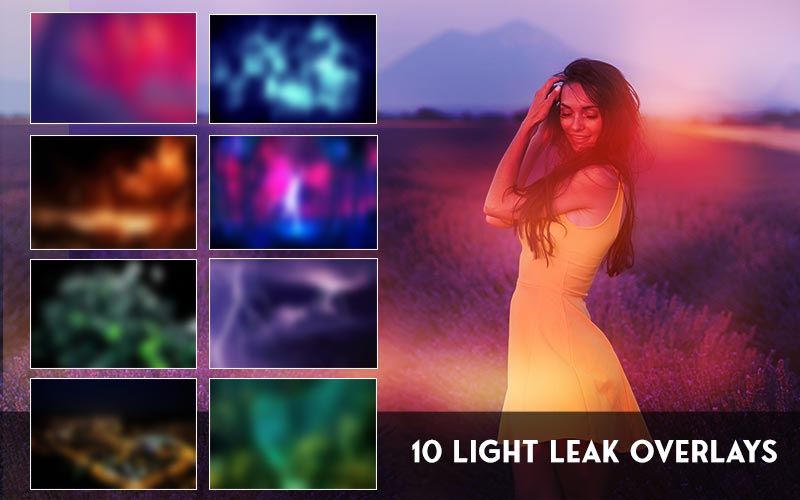 A photo of a girl in which free light leak photo overlays have been used