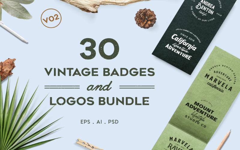 30 Vintage Badges and premade Logos Bundle V02