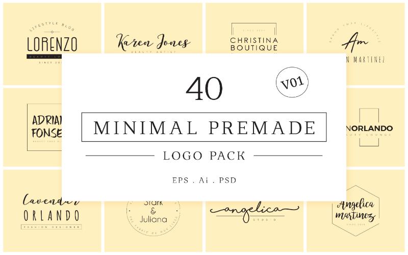 40 Minimal Premade Logo Bundle V01