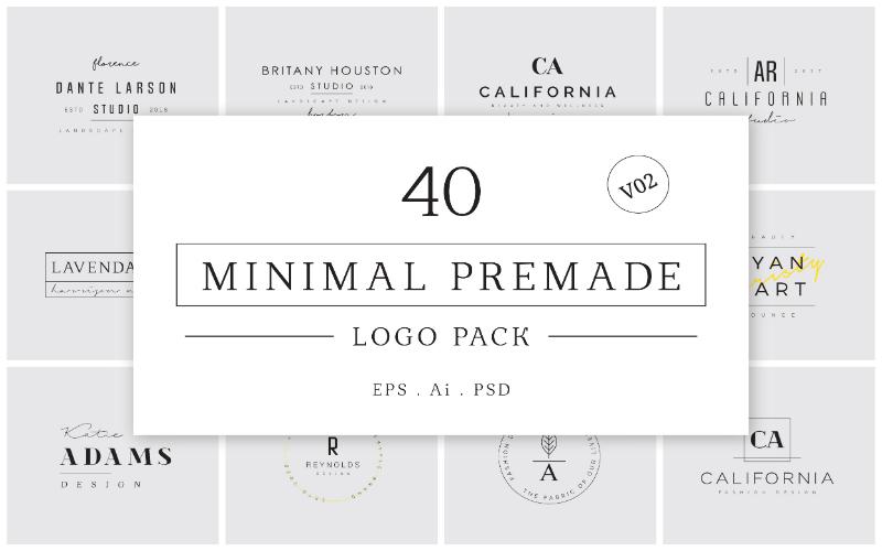40 Minimal Premade Logo Bundle V02