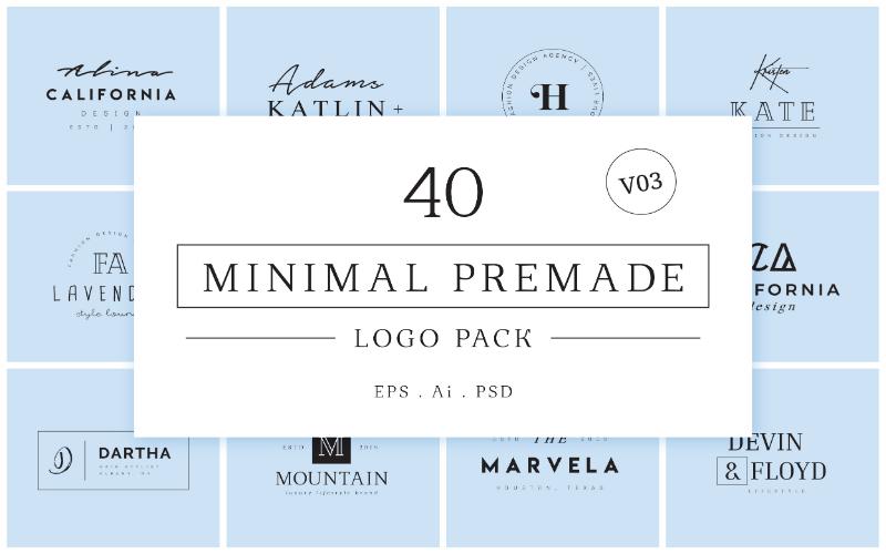 40 Minimal Premade Logo Bundle V03
