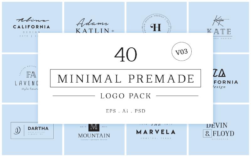 40 Minimal Premade Logo Bundle V03