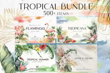 500+ Tropical Illustrations Bundle Banner