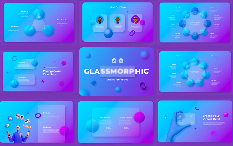glassmorphic illustration, glassmorphic template