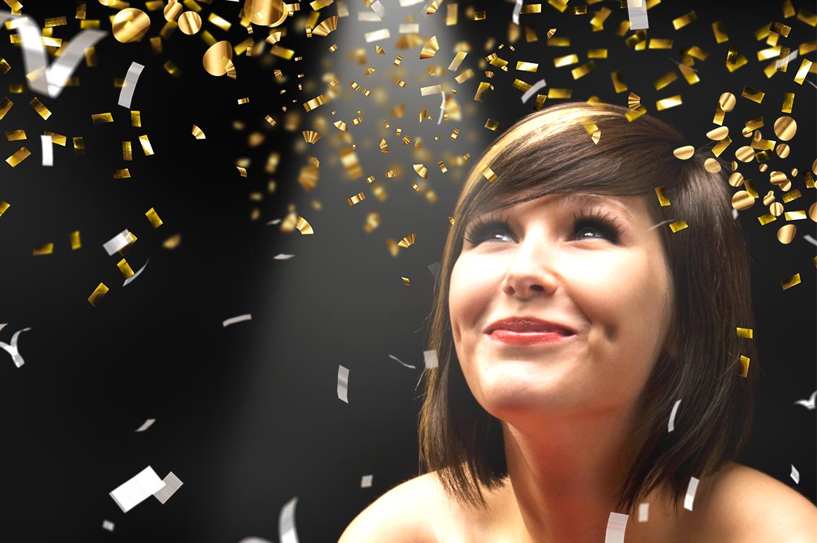 women in confetti