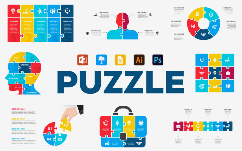 puzzle infographics, infographic puzzle, puzzle infographic template, puzzle pieces infographic